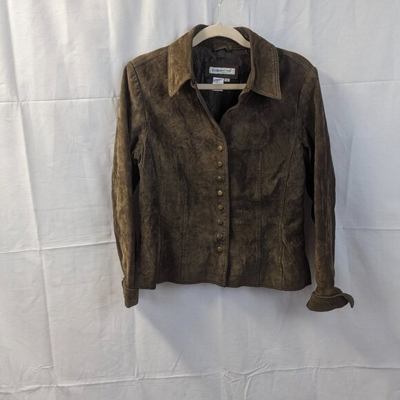 Coldwater Creek Size Medium Distressed Suede Jacket in Brown - Picture 7 of 12